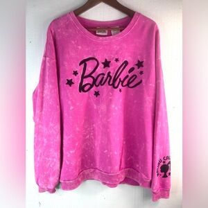Malibu Barbie XL Pink Sweatshirt with Embroidered Spellout Black Logo